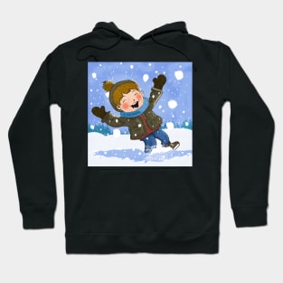 Boy Having Fun In Snow Hoodie